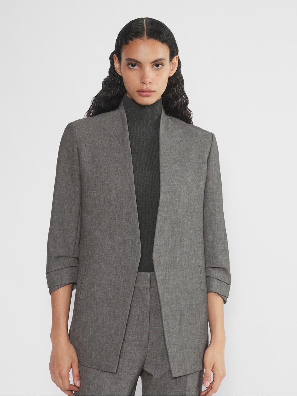 Babaton Aritzia Gray Open-Front Power Blazer Jacket size 6